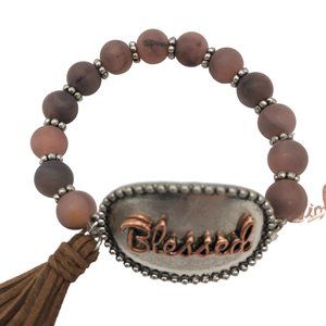 Blessed Stretch Beaded Tassle Bracelet